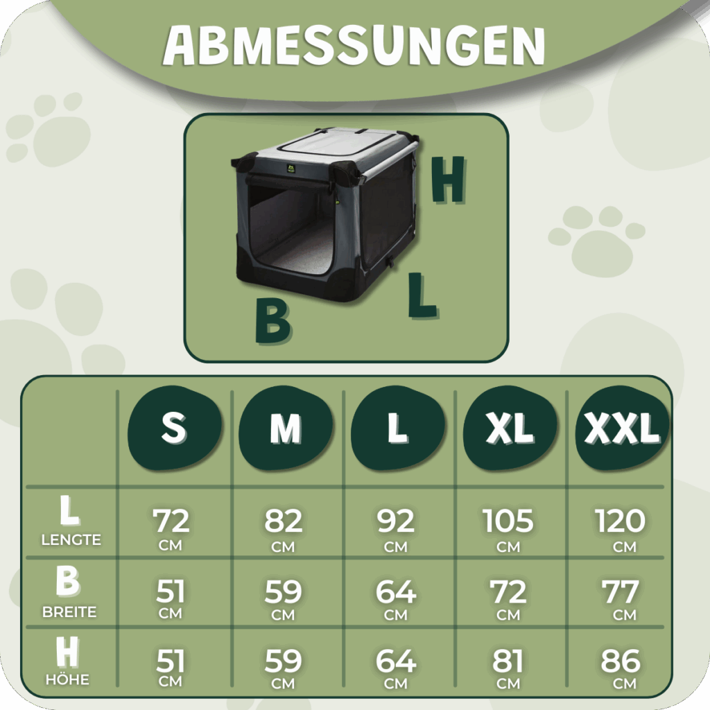 Maelson Faltbare Hundebox Fürs Auto – Abmessungen